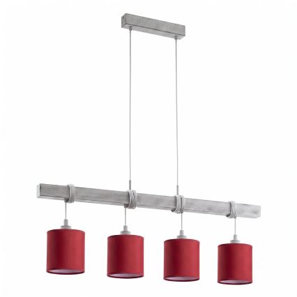 Brilagi - LED полилей на кабел NUBILA 4xE27/60W/230V сив/помпейско червено