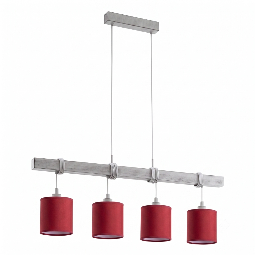 Brilagi - LED полилей на кабел NUBILA 4xE27/60W/230V сив/помпейско червено