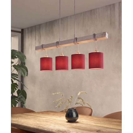 Brilagi - LED полилей на кабел NUBILA 4xE27/60W/230V сив/помпейско червено