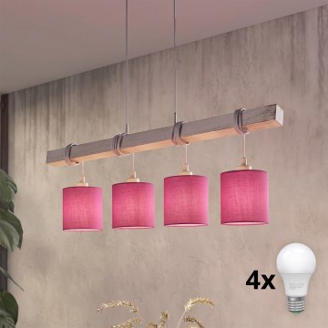 Brilagi - LED полилей на кабел NUBILA 4xE27/60W/230V сив/розов