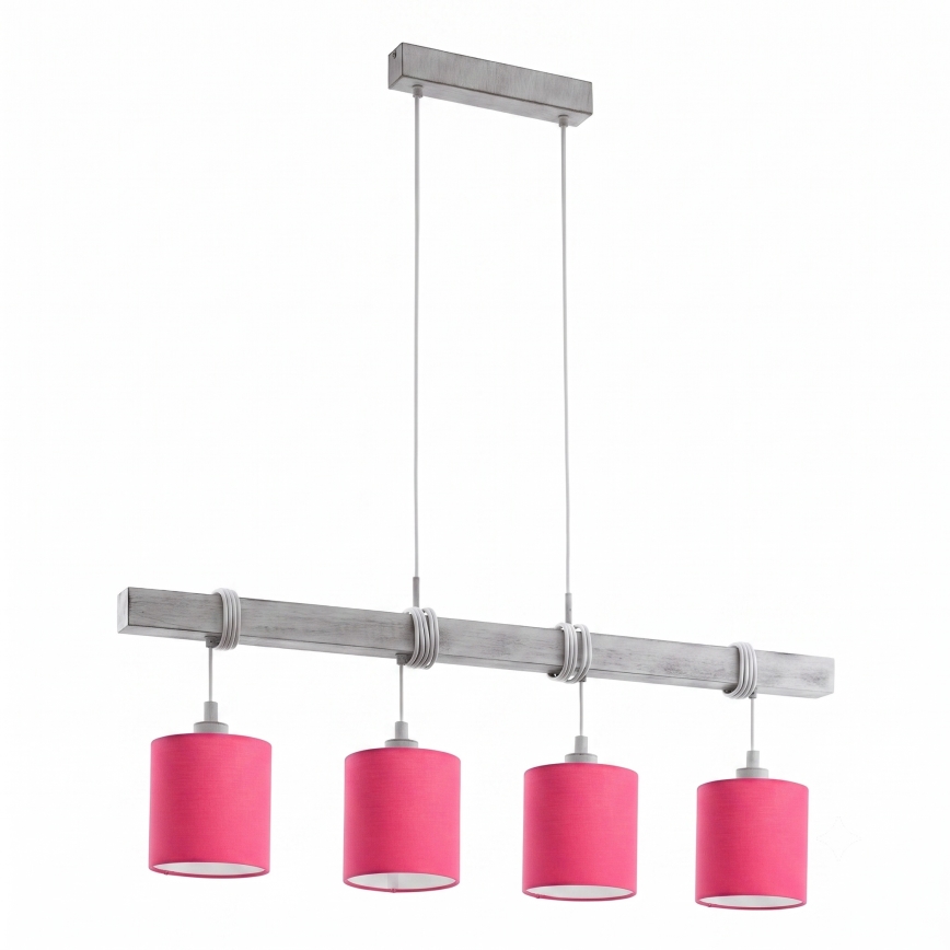 Brilagi - LED полилей на кабел NUBILA 4xE27/60W/230V сив/розов
