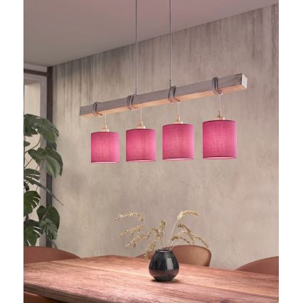 Brilagi - LED полилей на кабел NUBILA 4xE27/60W/230V сив/розов