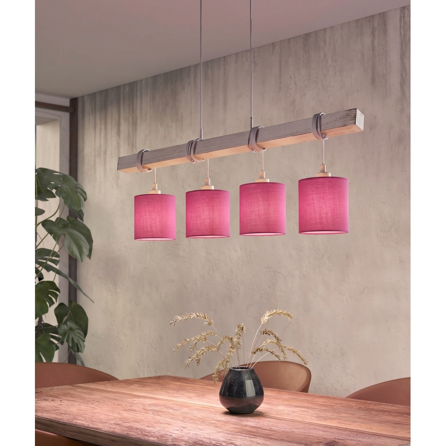 Brilagi - LED полилей на кабел NUBILA 4xE27/60W/230V сив/розов