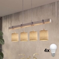 Brilagi - LED полилей на кабел NUBILA 4xE27/60W/230V сив/светлокафяв