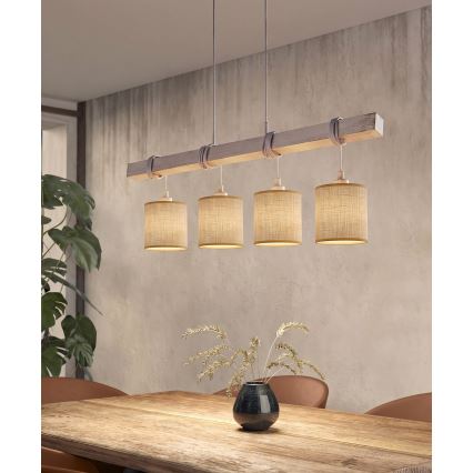 Brilagi - LED полилей на кабел NUBILA 4xE27/60W/230V сив/светлокафяв