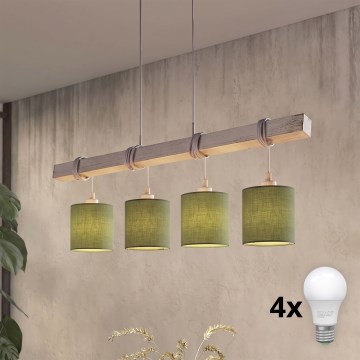 Brilagi - LED полилей на кабел NUBILA 4xE27/60W/230V сив/зелен
