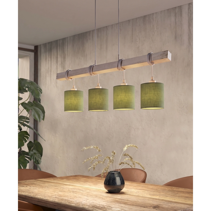 Brilagi - LED полилей на кабел NUBILA 4xE27/60W/230V сив/зелен