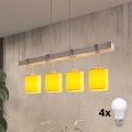 Brilagi - LED полилей на кабел NUBILA 4xE27/60W/230V сив/жълт