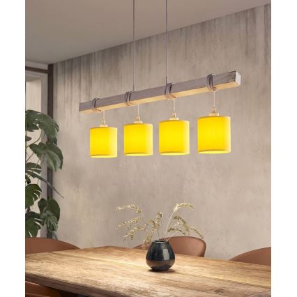 Brilagi - LED полилей на кабел NUBILA 4xE27/60W/230V сив/жълт