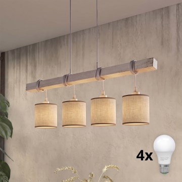 Brilagi - LED полилей на кабел NUBILA 4xE27/60W/230V сив/кафяв