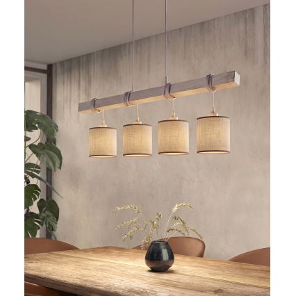 Brilagi - LED полилей на кабел NUBILA 4xE27/60W/230V сив/кафяв