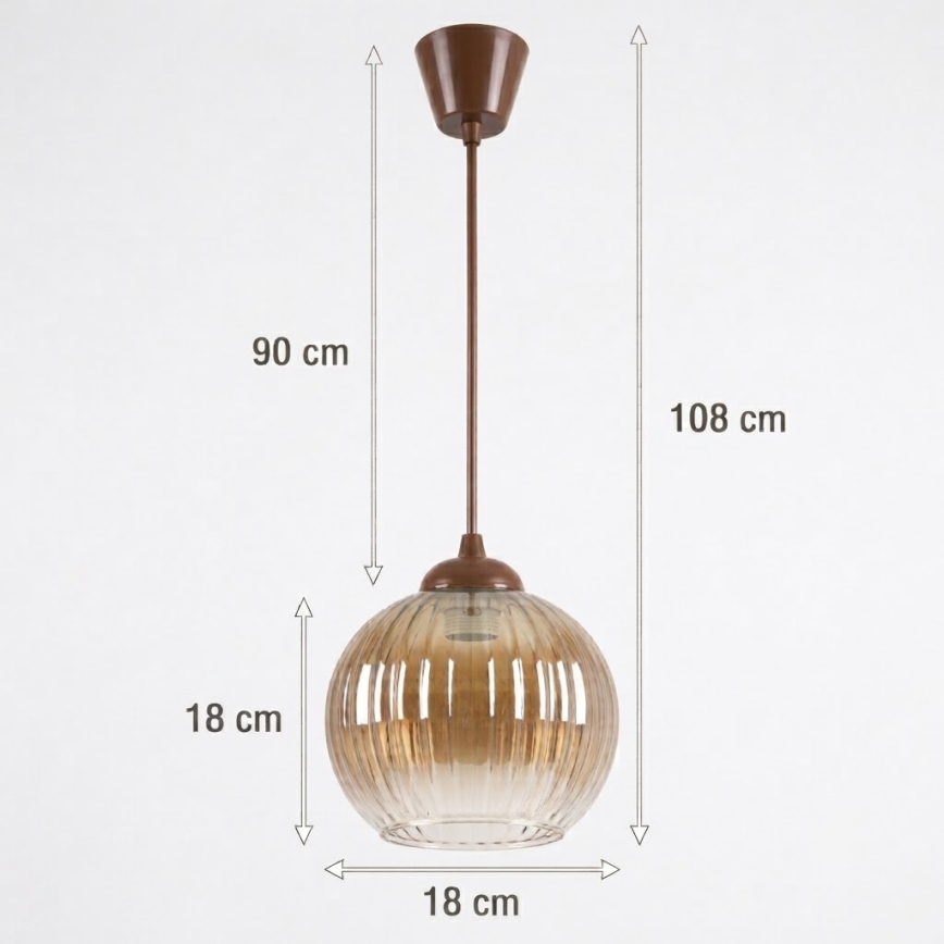 Brilagi - LED пендел на кабел RETRO GLASS 1xE27/60W/230V диаметър 18 см кафяв/димчато кафяв