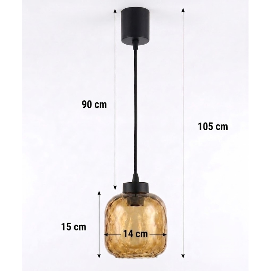 Brilagi - LED полилей на кабел RETRO GLASS 1xE27/60W/230V Ø 14 cm черен/димчато кафяв