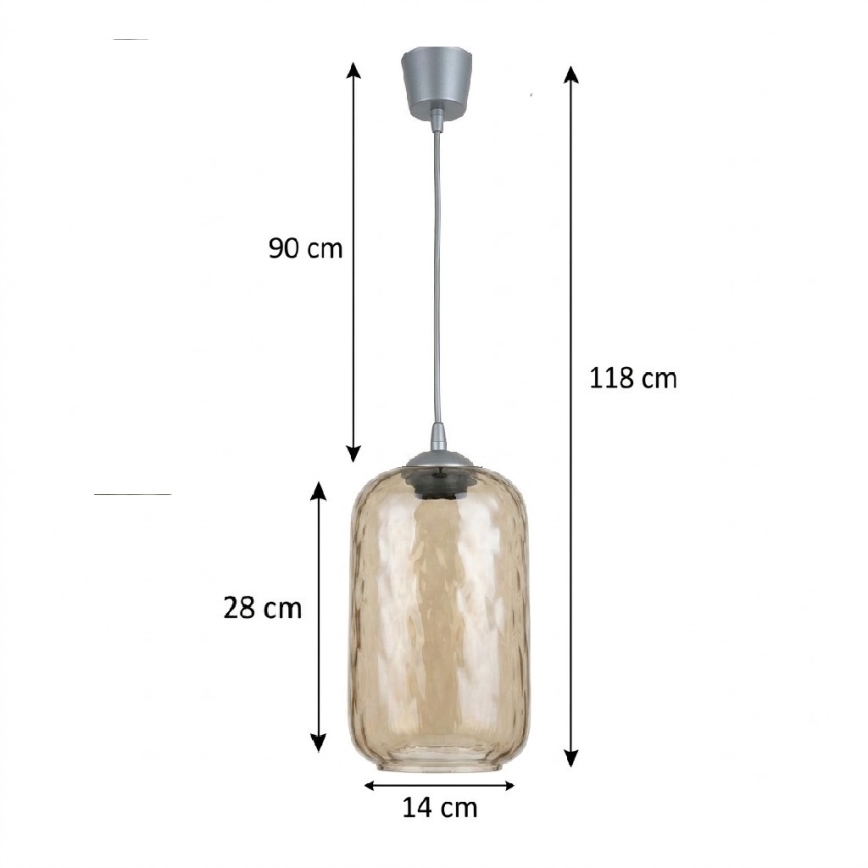BRILAGI - LED полилей на кабел RETRO GLASS 1xE27/60W/230V Ø 14 cm сребрист/опушено кафяво