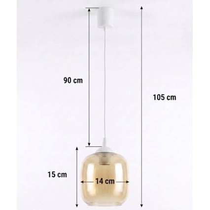 Brilagi - LED полилей на кабел RETRO GLASS 1xE27/60W/230V Ø 14 см бял/димчато кафяв