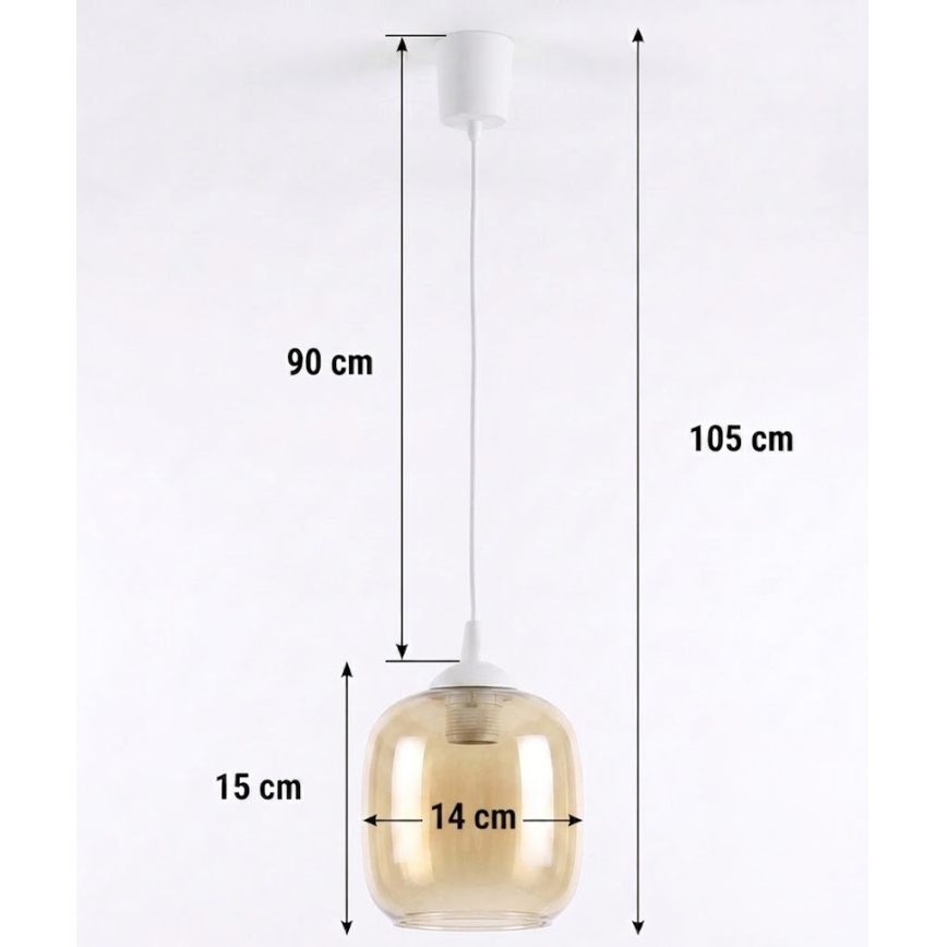 Brilagi - LED полилей на кабел RETRO GLASS 1xE27/60W/230V Ø 14 см бял/димчато кафяв