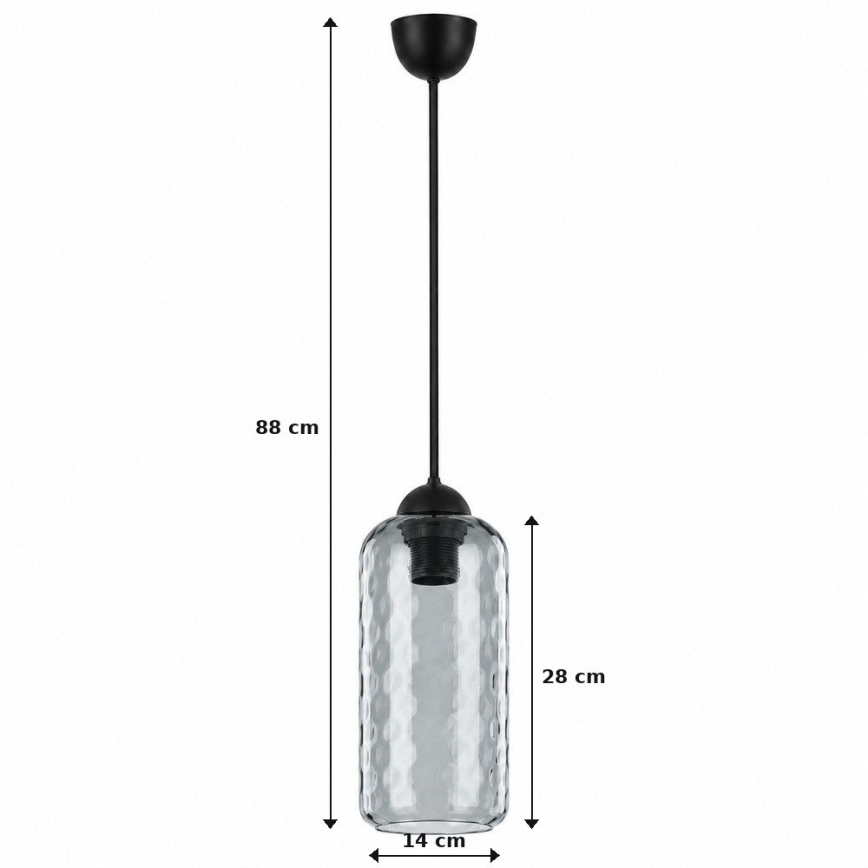 BRILAGI - LED полилей на шнур RETRO GLASS 1xE27/60W/230V Ø 14 см черен/димно сив