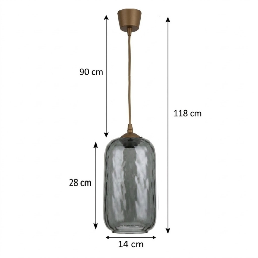 BRILAGI - LED пендант на кабел RETRO GLASS 1xE27/60W/230V диам. 14 cm кафяв/димно сив