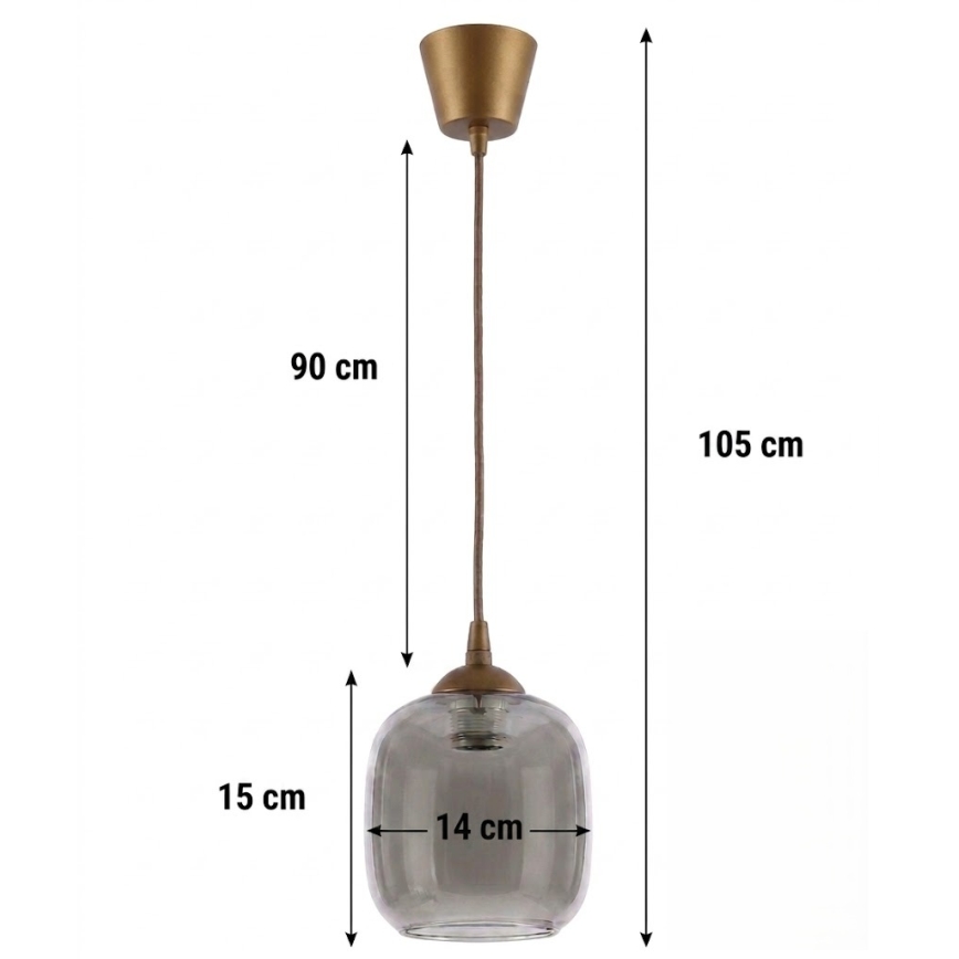 Brilagi - LED пендел с кабел RETRO GLASS 1xE27/60W/230V Ø 14 см кафяв/опушено сиво
