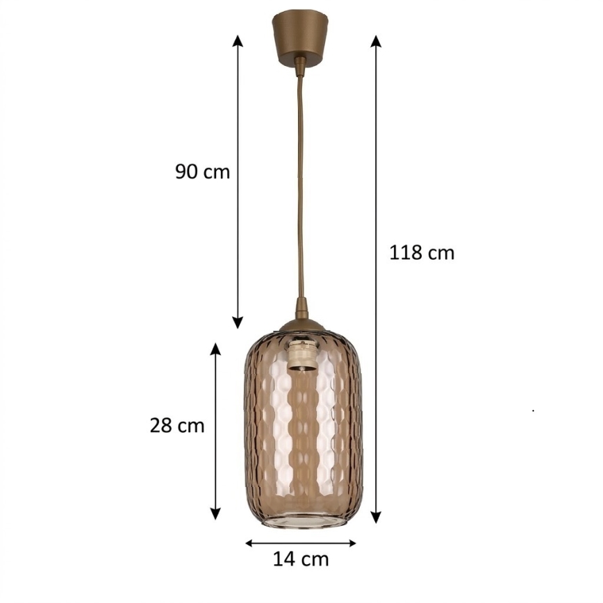 BRILAGI - LED полилей на кабел RETRO GLASS 1xE27/60W/230V пр. 14 см кафяв//димно кафяв