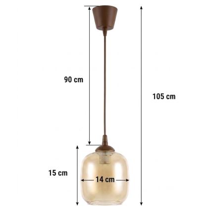Brilagi - LED пендел на кабел RETRO GLASS 1xE27/60W/230V Ø 14 см кафяв/димчато кафяв