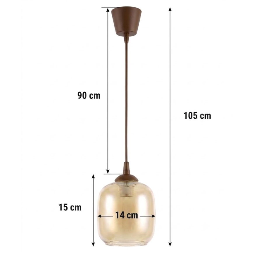 Brilagi - LED пендел на кабел RETRO GLASS 1xE27/60W/230V Ø 14 см кафяв/димчато кафяв