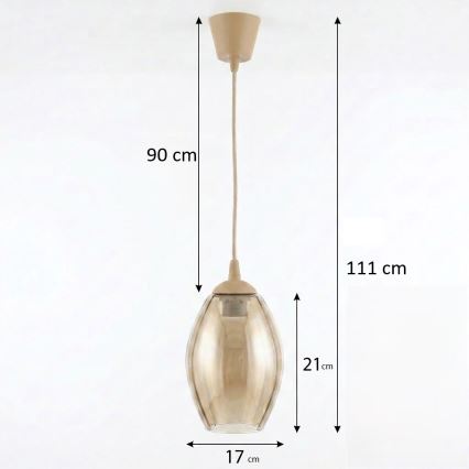 Brilagi - LED висящ полилей на кабел RETRO GLASS 1xE27/60W/230V Ø 17 cm бежов/опушено бежово