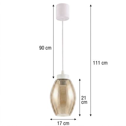 Brilagi - LED висяща лампа на кабел RETRO GLASS 1xE27/60W/230V диам. 17 см бял/димно бежов