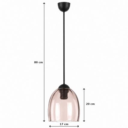 BRILAGI - LED полилей на кабел RETRO GLASS 1xE27/60W/230V Ø 17 см черен/опушено бежово