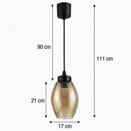Brilagi - LED пендант на кабел RETRO GLASS 1xE27/60W/230V Ø 17 см черен/опушено бежово