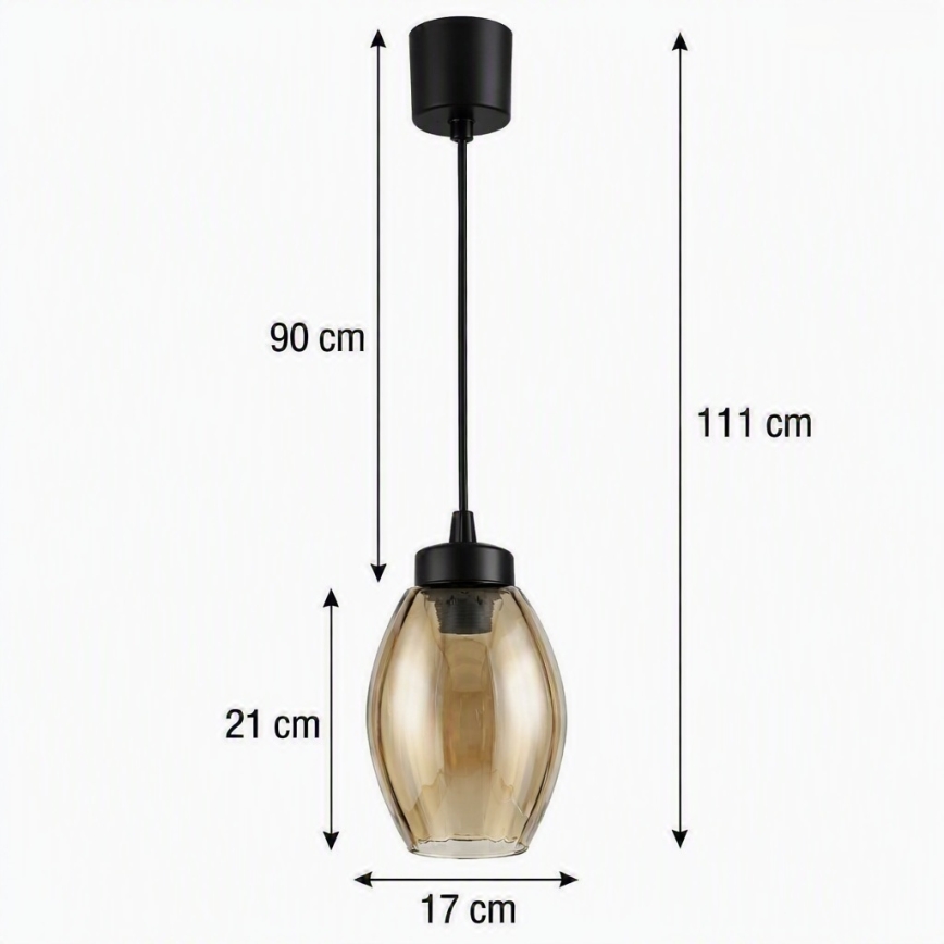 Brilagi - LED пендант на кабел RETRO GLASS 1xE27/60W/230V Ø 17 см черен/опушено бежово