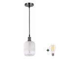BRILAGI - LED полилей на кабел RETRO GLASS 1xE27/60W/230V диам. 14 cm черен/бял