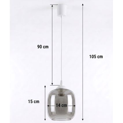 Brilagi - LED полилей на кабел RETRO GLASS 1xE27/60W/230V Ø 14 см бял/димно сив
