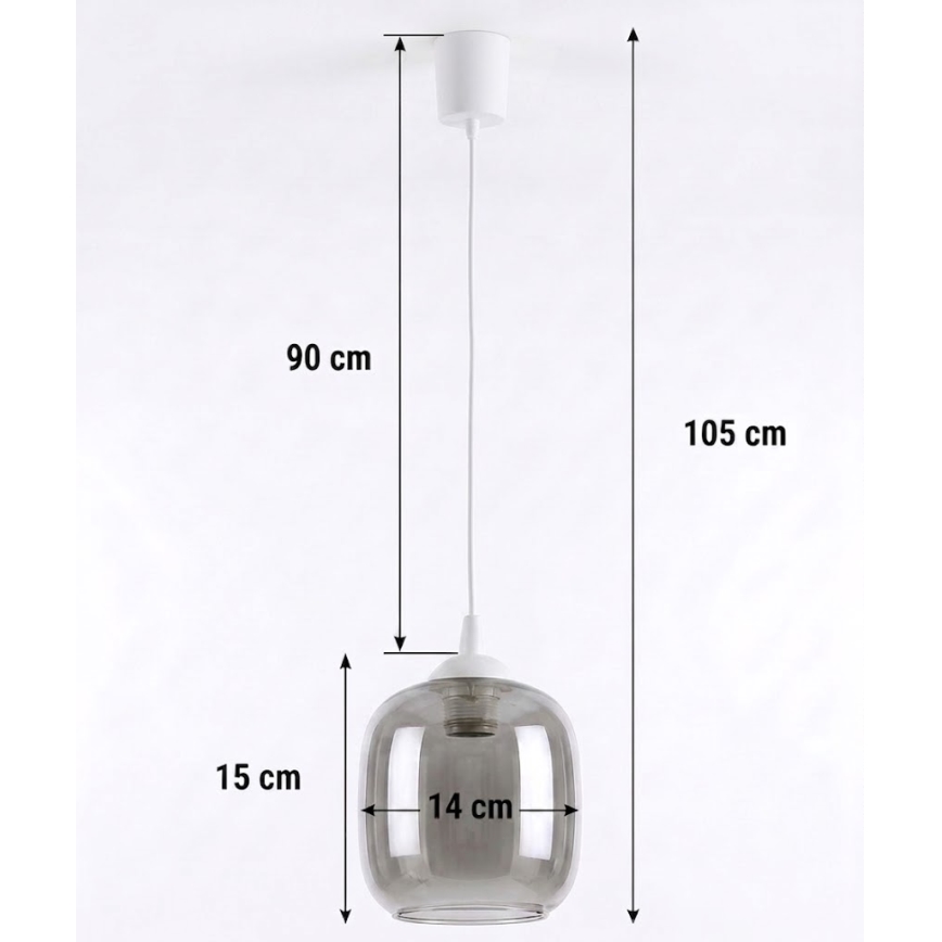 Brilagi - LED полилей на кабел RETRO GLASS 1xE27/60W/230V Ø 14 см бял/димно сив