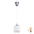 BRILAGI - LED полилей на кабел RETRO GLASS 1xE27/60W/230V диаметър 10 cm сребрист/бял