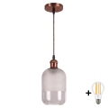 Brilagi - LED полилей на кабел RETRO GLASS 1xE27/60W/230V диаметър 14 см меден/бял