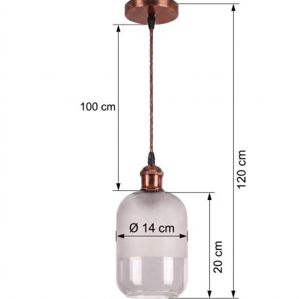 Brilagi - LED полилей на кабел RETRO GLASS 1xE27/60W/230V диаметър 14 см меден/бял