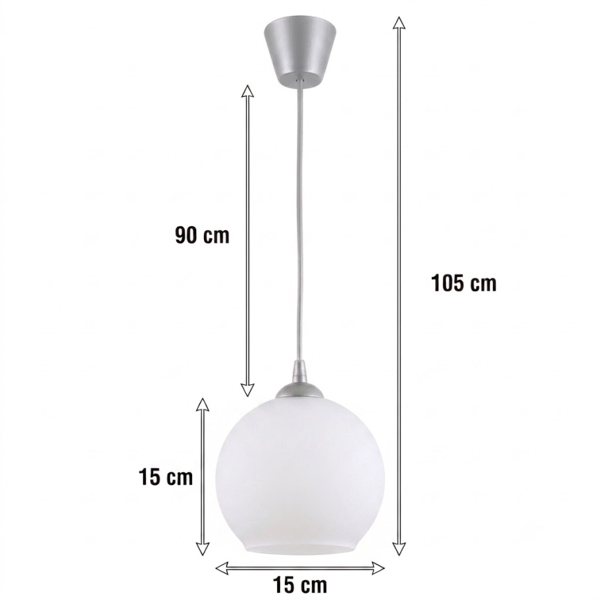 Brilagi - LED полилей на кабел RETRO GLASS 1xE27/60W/230V диаметър 15 см сребрист/бял