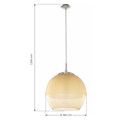 BRILAGI - LED полилей на шнур RETRO GLASS 1xE27/60W/230V Ø 38 см матов хром/опушено бежово