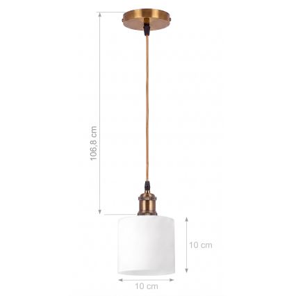 BRILAGI - LED полилей на кабел RETRO GLASS 1xE27/60W/230V Ø 10 см златист/бял