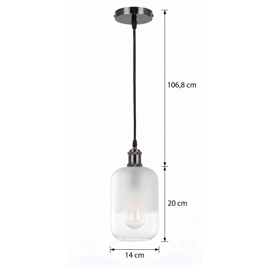 BRILAGI - LED полилей на кабел RETRO GLASS 1xE27/60W/230V Ø 14 cm черен/бял