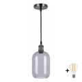 BRILAGI - LED полилей на кабел RETRO GLASS 1xE27/60W/230V Ø 14 cm черен/димчато сив