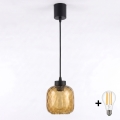 Brilagi - LED полилей на кабел RETRO GLASS 1xE27/60W/230V Ø 14 cm черен/димчато кафяв
