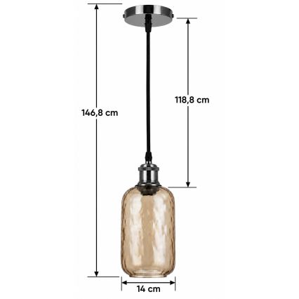 BRILAGI - LED висяща лампа на кабел RETRO GLASS 1xE27/60W/230V Ø 14 см черна/димчато кафява