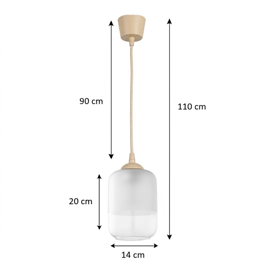 BRILAGI - LED полилей на кабел RETRO GLASS 1xE27/60W/230V Ø 14 см бежово/бяло