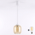 Brilagi - LED полилей на кабел RETRO GLASS 1xE27/60W/230V Ø 14 см бял/димчато кафяв