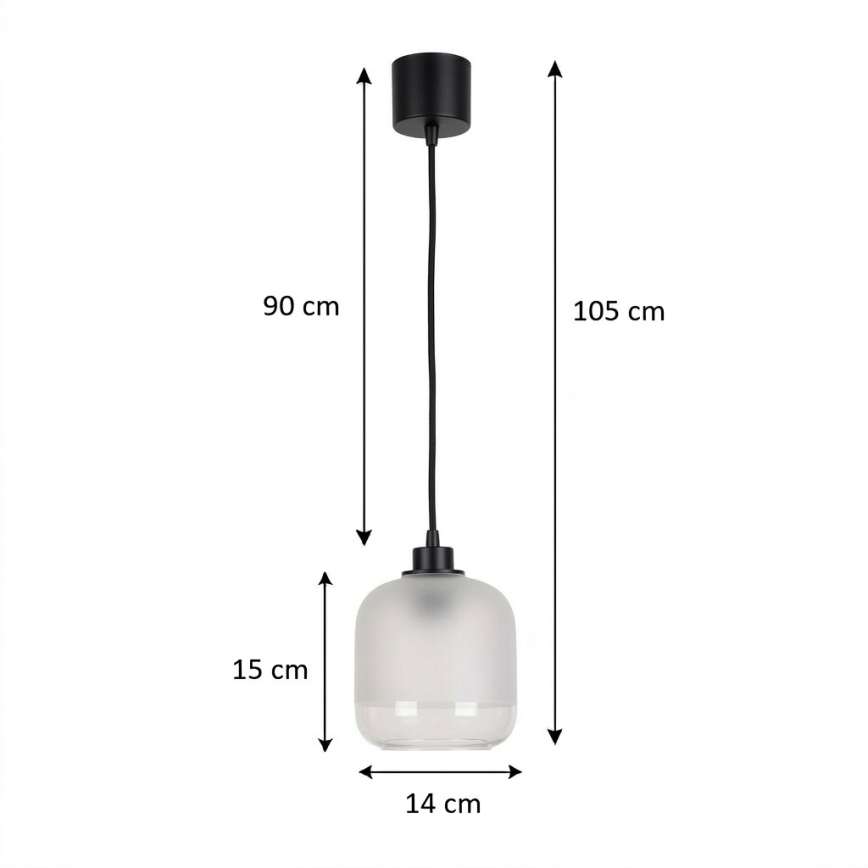 Brilagi - LED полилей на кабел RETRO GLASS 1xE27/60W/230V Ø 14 см черен/бял