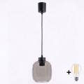 Brilagi - LED полилей на кабел RETRO GLASS 1xE27/60W/230V Ø 14 см черен/опушено сиво
