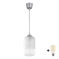Brilagi - LED полилей на кабел RETRO GLASS 1xE27/60W/230V, Ø 14 см, сребрист/бял