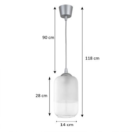 BRILAGI - LED полилей на кабел RETRO GLASS 1xE27/60W/230V, Ø 14 см, сребрист/бял
